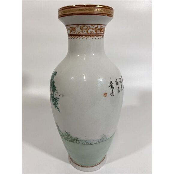 Chinese 20th Century Handpainted Marriage Story Poem Figural Vase Porcelain - Picture 3 of 13